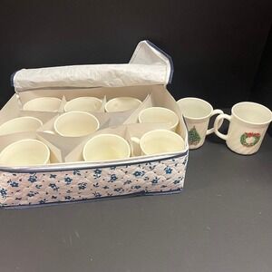Set of 11 Coffee Tea Cocoa Mugs Noel by Salem Porcelle Vintage 1980's
